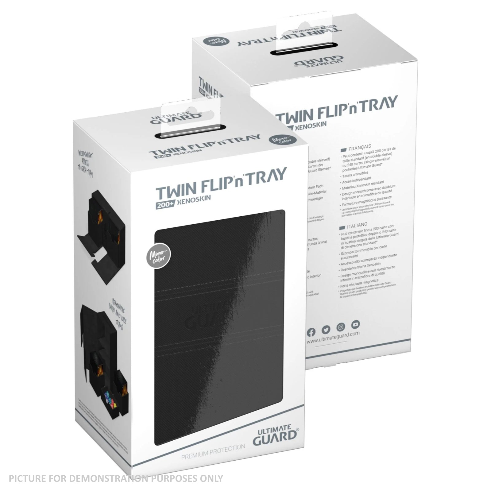 Ultimate Guard Twin Flip'n'Tray Xenoskin 200+ Monocolour BLACK
